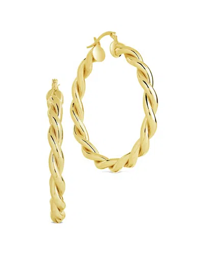 Sterling Forever 14k Plated Rosalie Polished Entwined Hoops In Gold