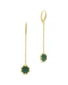Sterling Forever Women's 14k Goldplated, Malachite & Cubic Zirconia Clover Dangle Earrings