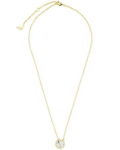 Sterling Forever 14k Plated Rose Petal Pendant Necklace In Gray