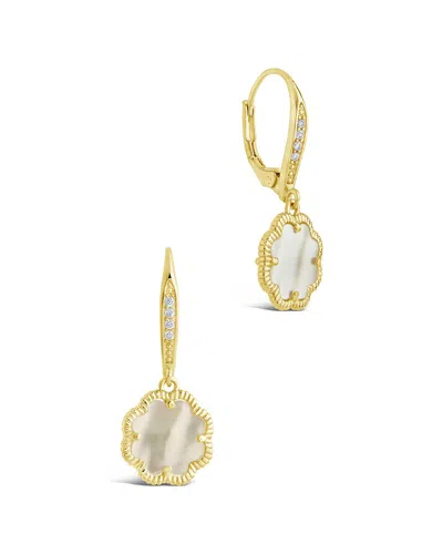 Sterling Forever 14k Plated Rose Petal Short Drop Earrings In Gold