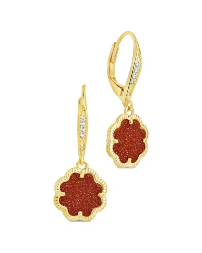 STERLING FOREVER STERLING FOREVER 14K PLATED ROSE PETAL SHORT DROP EARRINGS