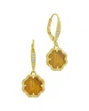 Sterling Forever Women's 14k Goldplated, Tiger's Eye & Cubic Zirconia Clover Huggie Earrings