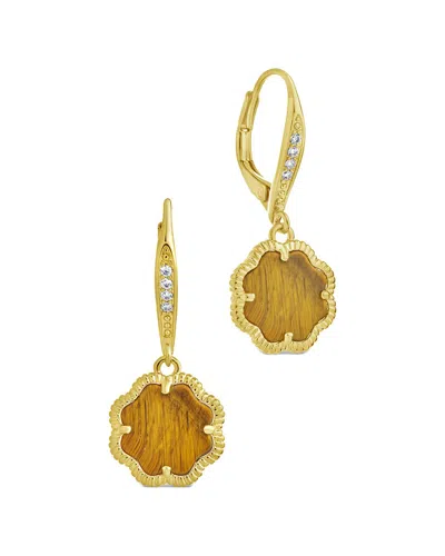 STERLING FOREVER STERLING FOREVER 14K PLATED ROSE PETAL SHORT DROP EARRINGS