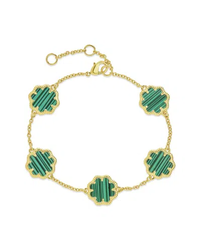Sterling Forever 14k Plated Rose Petal Station Bracelet In Gold