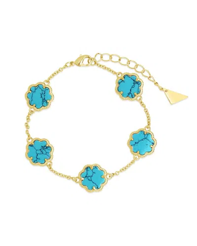 Sterling Forever 14k Plated Rose Petal Station Bracelet