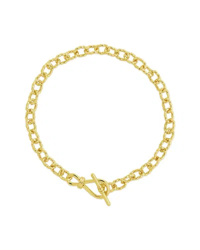 Sterling Forever 14k Plated Scottie Textured Chain Toggle Bracelet In Gold