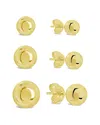 Sterling Forever 14k Plated Set Of 3 Polished Sphere Stud Earrings