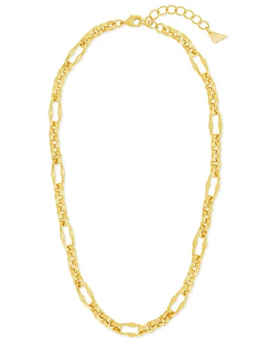 STERLING FOREVER STERLING FOREVER 14K PLATED TEGAN TEXTURED LONG LINK NECKLACE