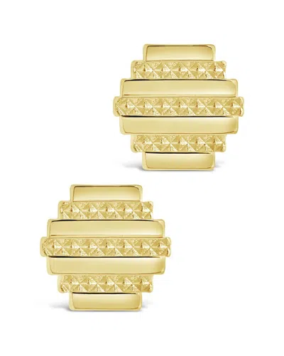 Sterling Forever 14k Plated Textured Hex Studs
