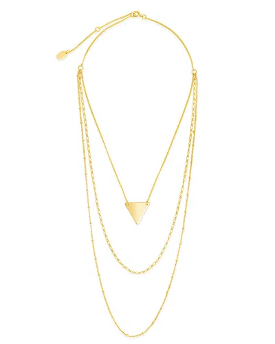 STERLING FOREVER STERLING FOREVER 14K PLATED TRIANGLE LAYERED NECKLACE