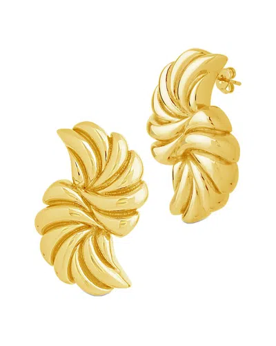 Sterling Forever 14k Plated Twisted Croissant Studs In Gold