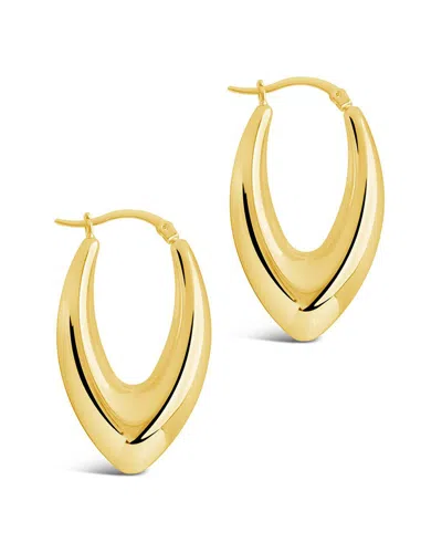 Sterling Forever 14k Plated V Drop Hoops