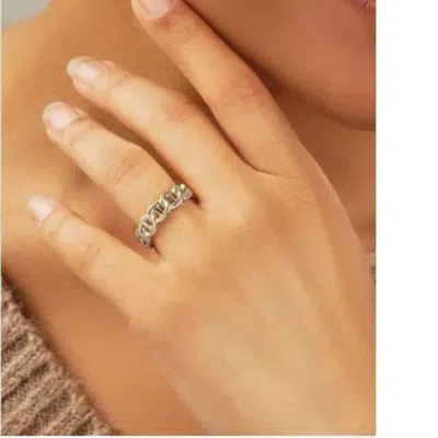 Sterling Forever 14k Plated Zola Chain Ring In Silver