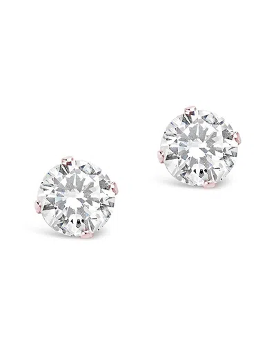 Sterling Forever 14k Rose Gold Over Silver Cz Studs In Brown