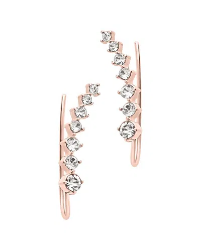 Sterling Forever 14k Rose Gold Plated Cz Graduated Crawler Earrings In Multi