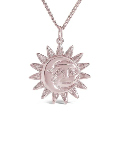 Sterling Forever 14k Rose Gold Plated Moon & Sun Pendant Necklace In Pink