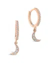 Sterling Forever 14k Rose Gold Vermeil Cz Crescent Micro Hoops