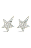 Sterling Forever 14k Yellow Gold Plated Sterling Silver Cubic Zirconia Star Stud Earrings In Silver