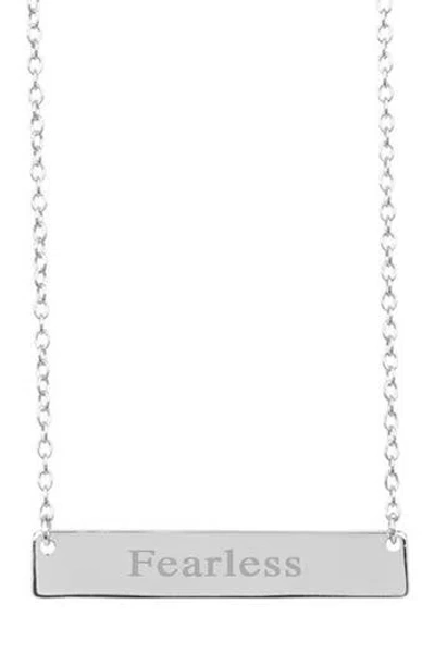 Sterling Forever 14k Yellow Gold Plated Sterling Silver Inspirational Bar Pendant Necklace In Silver - Fearless