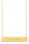 Sterling Forever 14k Yellow Gold Plated Sterling Silver Inspirational Bar Pendant Necklace In Gold - Inspire