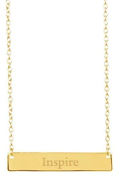 Sterling Forever 14k Yellow Gold Plated Sterling Silver Inspirational Bar Pendant Necklace In Gold - Inspire