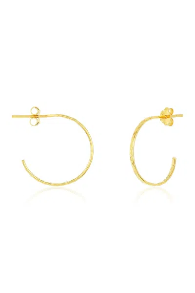 Sterling Forever 14k Yellow Gold Vermeil Hammered .75" Hoop Earrings