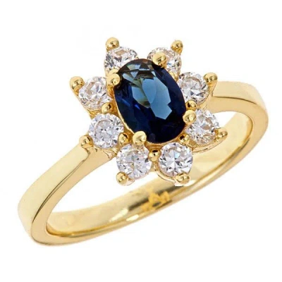 Sterling Forever 18k Gold Plated Sterling Silver Royal Blue Cz Engagement Ring