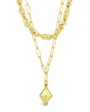 Sterling Forever 2 Layer Chain & Charm Necklace In Gold
