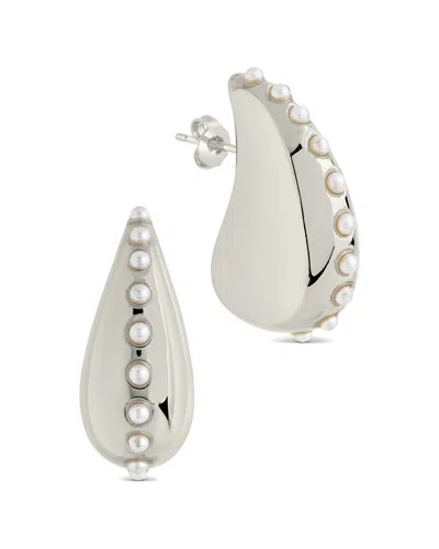Sterling Forever 2mm Pearl Raze Studded Drop Stud Earrings
