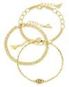 Sterling Forever Set Of 3 Chain Bracelets In Gold