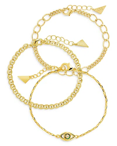 Sterling Forever Set Of 3 Chain Bracelets In Gold