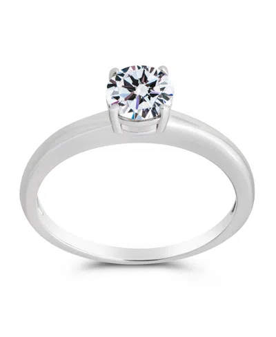 Sterling Forever 4-prong Brilliant Promise Rin In Metallic