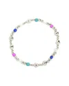 Sterling Forever Gold-tone Or Silver-tone Colored And Cultured Pearl Beaded Truvy Stretch Bracelet In Multi
