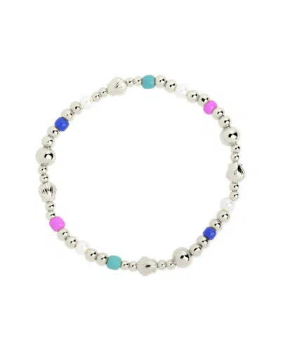STERLING FOREVER STERLING FOREVER 4MM PEARL TRUVY SHELL BEADED STRETCH BRACELET