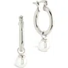 Sterling Forever 5-5.5mm Cultured Freshwater Pearl Dangle Hoop Earrings