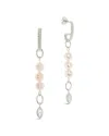 Sterling Forever 6mm Pearl Cz Ivanna Charm Dangle Earrings