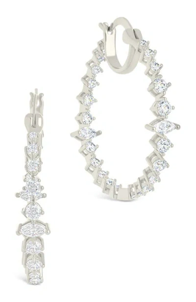 Sterling Forever Aaliyah Cubic Zirconia Hoop Earrings In Silver