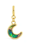 Sterling Forever Blue Moon Abalone Crescent Moon Charm In 14k Gold Plated In Gold