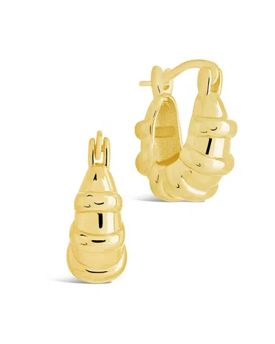 Sterling Forever Abigail Ribbed Micro Hoop Earring In Gold