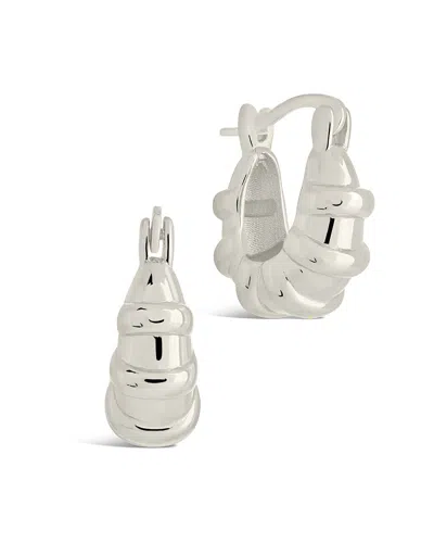 Sterling Forever Abigail Ribbed Micro Hoop Earring In Silver