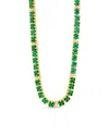 Sterling Forever Ace Oval Cz Tennis Necklace In Green