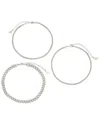 Sterling Forever Three Row Chain Anklet Set In Silver