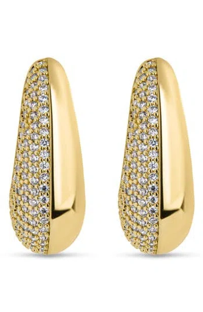 Sterling Forever Adalyn Pavé Cubic Zirconia Huggie Hoop Earrings In Gold