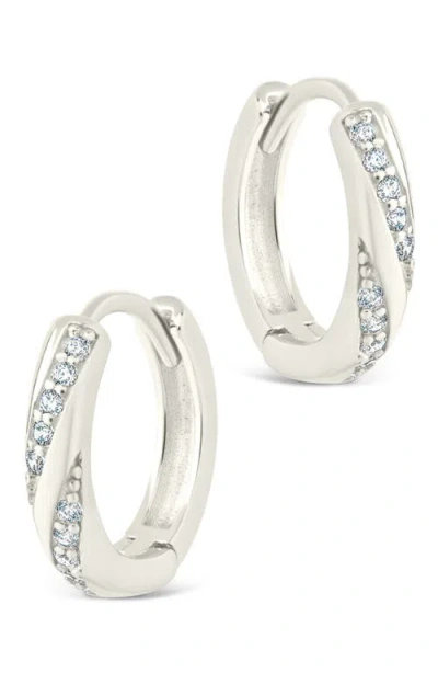 Sterling Forever Silver Cz Adelise Micro Hoop Earrings In Metallic