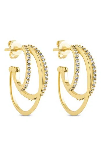 Sterling Forever Adriana Cubic Zirconia Triple Layer Hoop Earrings In Gold