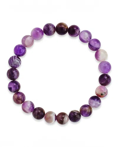 Sterling Forever Agate Beaded Stretch Bracelet In Blue