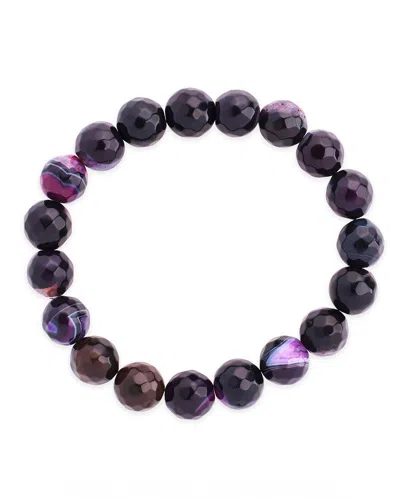 Sterling Forever Agate Beaded Stretch Bracelet In Multi