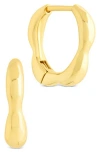 Sterling Forever Aileen Molten Micro Hoop Earrings In Gold