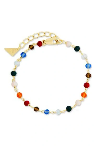 Sterling Forever Aimee Beaded Chain Bracelet In Gold