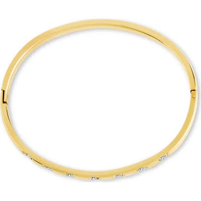 Sterling Forever Ainslow Cubic Zirconia Hinge Bracelet In Gold